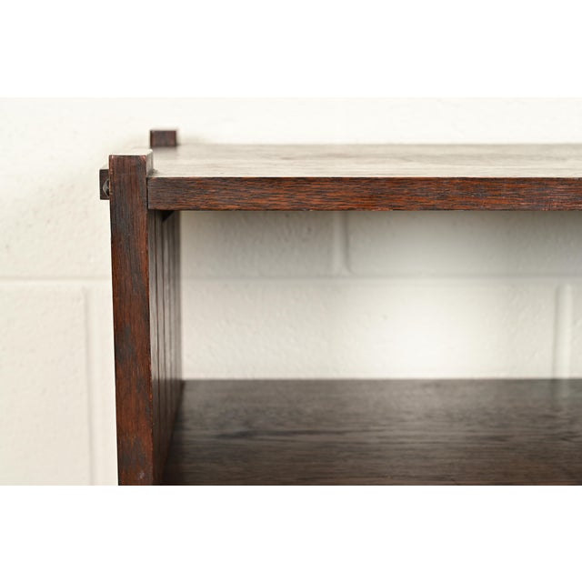 Early 20th Century Stickley Brothers Style Antique Mission Oak Arts & Crafts Bookcase or Magazine Rack, Circa 1910 For Sale - Image 5 of 12