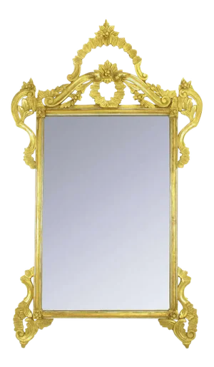 60" Italian Hand Carved & Gilt Wood Mirror.