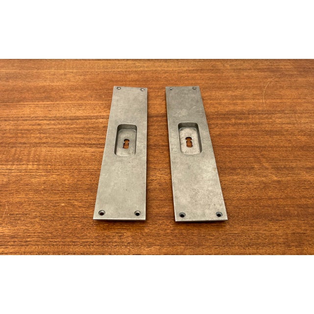 Silver Minimalist Sliding Door Mounting Handles, Germany, 1920s, Set of 2 For Sale - Image 8 of 11
