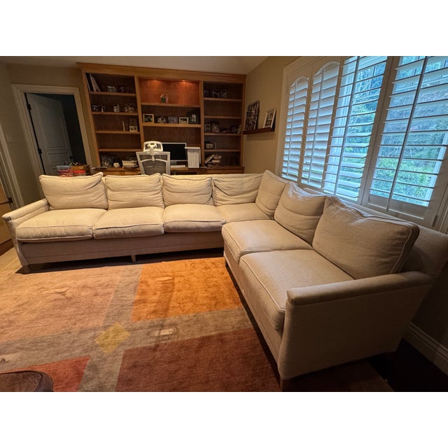 2010s Serena & Lily Spruce Street L-Sectional - Right-Facing | Chunky Linen Natural | Mint Condition For Sale - Image 5 of 10