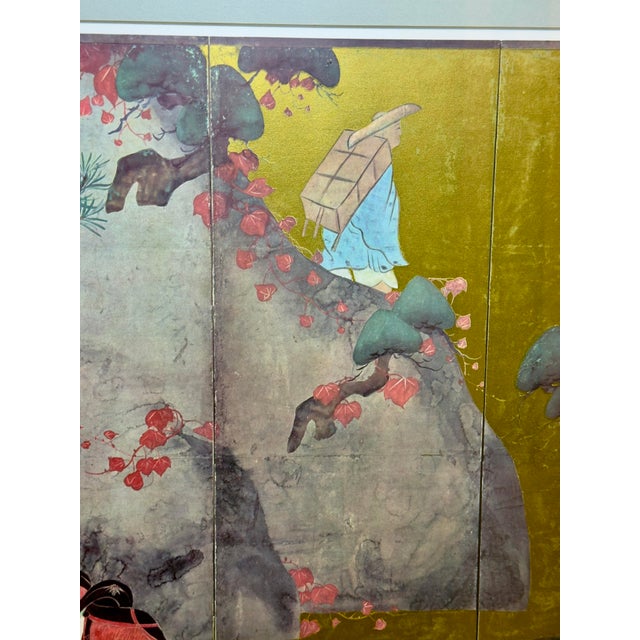 Gold Mid 20th C. Monumental Japanese Six-Panel Landscape Print - Gilt Framed - James Mont Style For Sale - Image 8 of 12