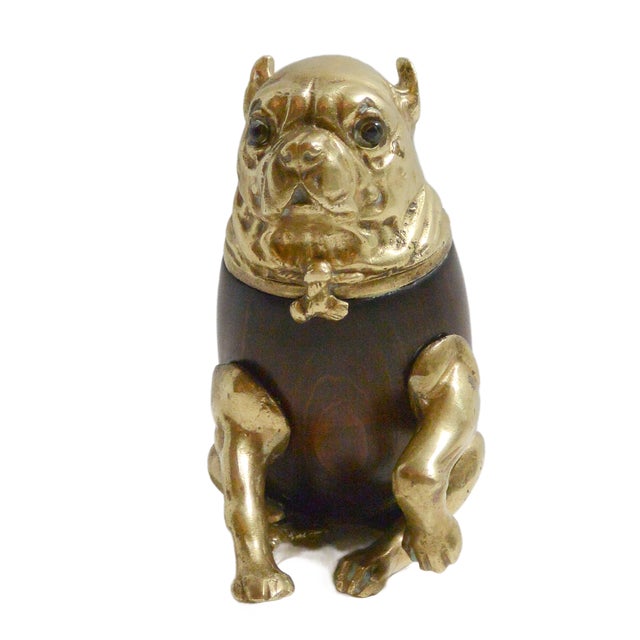 Arthur Court Mixed-Media Pug Dog Figural Box With Glass Eyes For Sale - Image 4 of 9