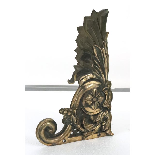 Pair of 13.5 In. Bronze Cartouche Architectural Corner Ornaments For Sale - Image 4 of 15