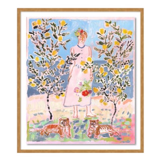 Circe with Tiny Tigers by Anne-Louise Ewen in Gold Frame, Medium Art Print For Sale