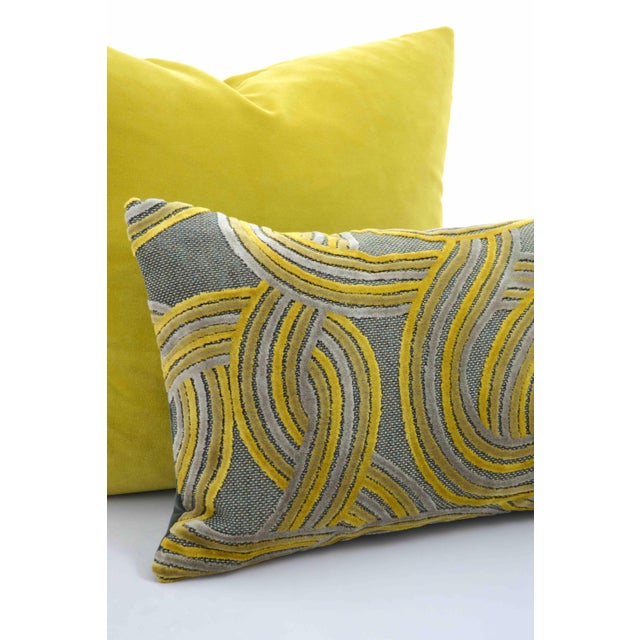 Modern FirmaMenta Italian Solid Chartreuse Velvet Pillow | Chairish