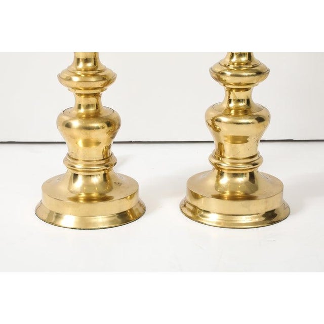 Late 20th Century Pair of Tall Brass Lamps For Sale - Image 5 of 6