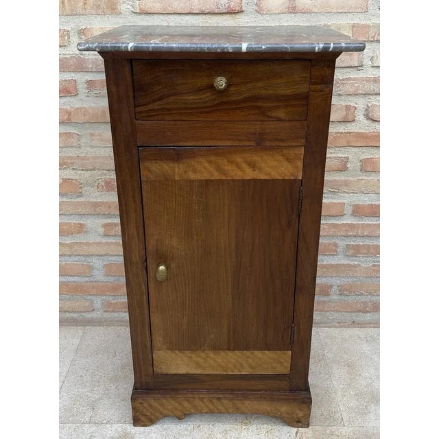 20th Century Biedermeier Nightstand with Marble Top & One-Drawer & Door, 1900s For Sale - Image 13 of 13