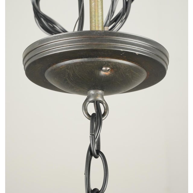 White Vintage Arts & Crafts Dale Tiffany Stained Glass Pendant Light For Sale - Image 8 of 9