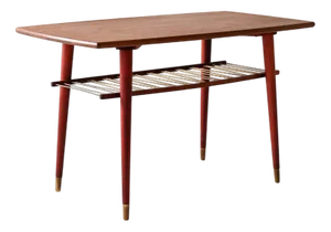 Vintage Scandinavian Coffee Table with Metal Shelf, 1960s
