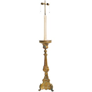 Antique Large Brass Candlestick Floor Lamp For Sale