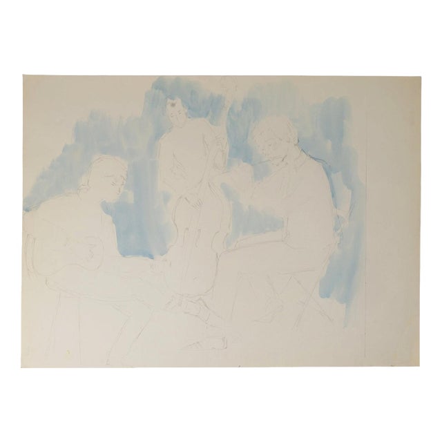 Depicting Musicians, 20th Century, Watercolor For Sale