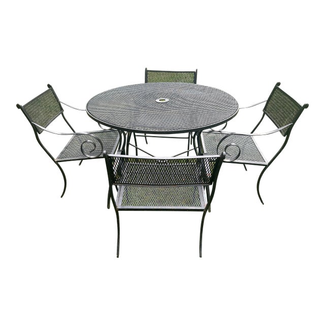 50's Wrought Iron Outdoor/Indoor Salterini Garden Dinette Set by Tempestini, Attributed For Sale