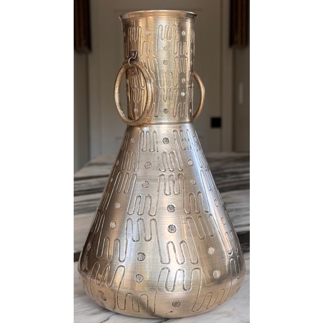 Metal Made in India Mid-Century Modernist Solid Brass Vase, Polished For Sale - Image 7 of 13