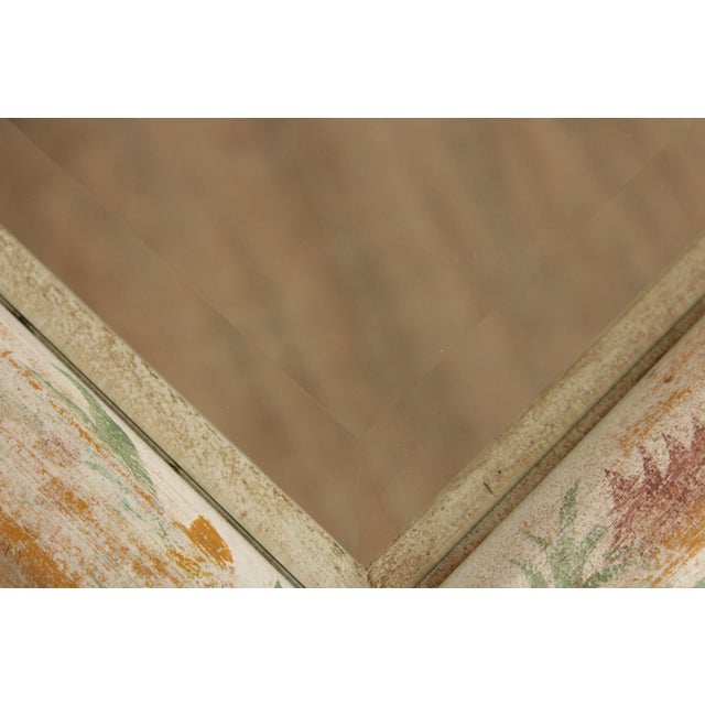 French Style Paint Decorated Glass Top End Tables - A Pair For Sale - Image 9 of 12