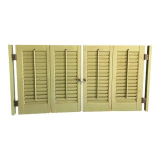Vintage Green Louvered Wood Shutters – A Pair For Sale
