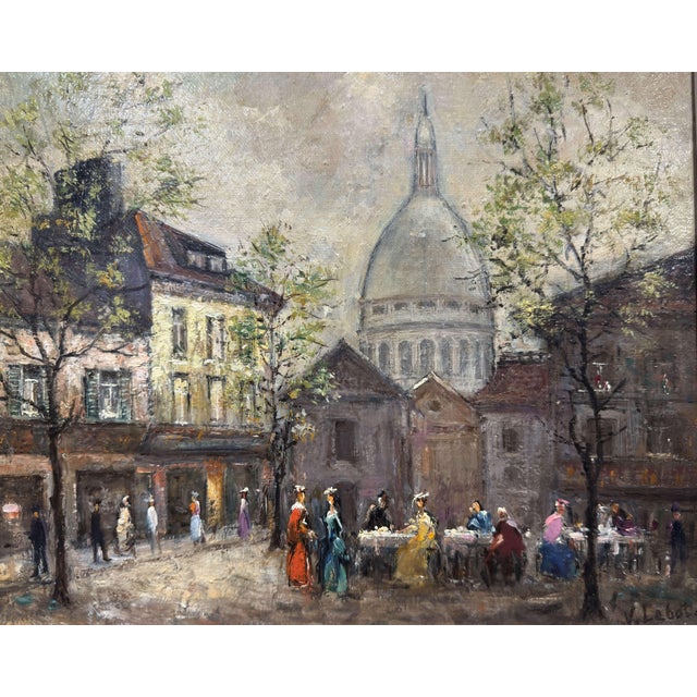 French Mid-Century French Montmartre and Sacré-Cœur Oil Painting Signed v. Lebot For Sale - Image 3 of 9