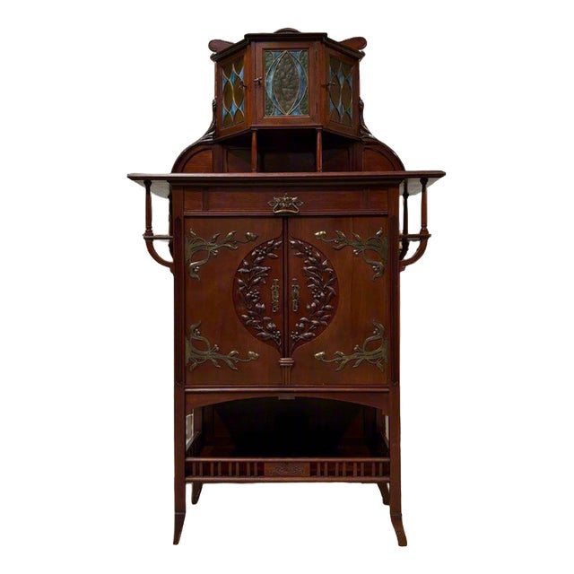 Antique Art Nouveau Cabinet in Mahogany, 1920s For Sale