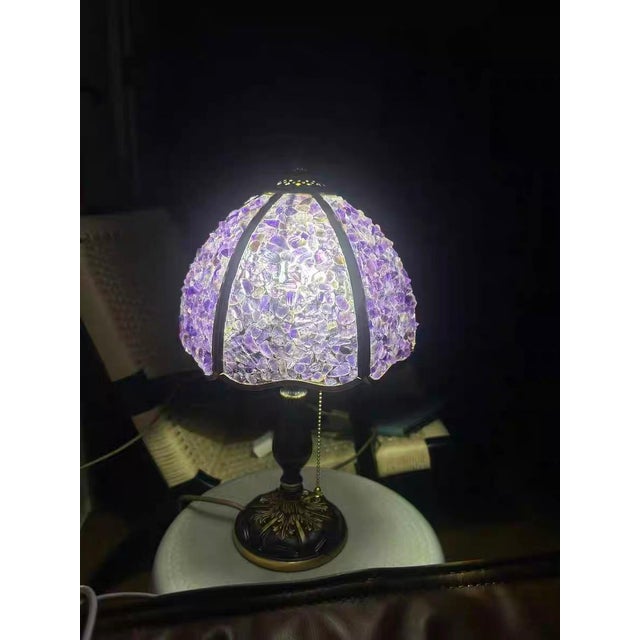 Art Deco Mosaic Colored Stone Retro Table Lamp For Sale - Image 3 of 9