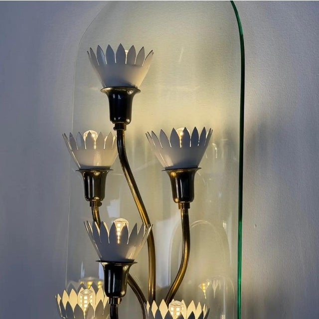 Glass Monumental Pietro Chiesa for Fontana Arte Rare 7-Light Glass Sconces, 1950s For Sale - Image 7 of 15