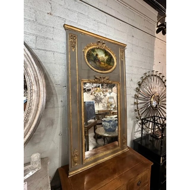 Wood French Trumeau Mirror For Sale - Image 7 of 8