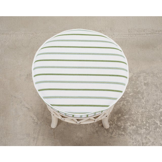 Ficks Reed 20th Century Round Rattan Swivel Ottoman Stool by Ficks Reed For Sale - Image 4 of 18