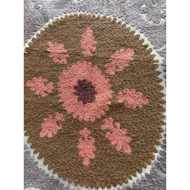 Vintage Embroidery Suzani from Uzbekistan, circa 1960s era. There are stains on this suzani. Dimension; 50'' x 55'' inches...