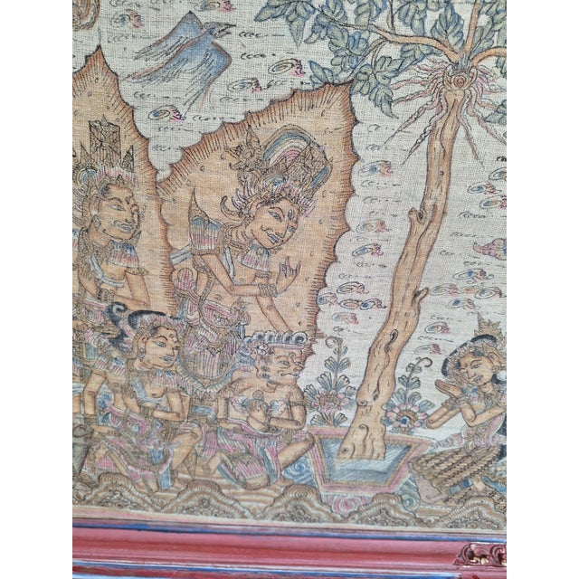 Antique Balinese Kamasan Hand Painted and Woven Tapestry For Sale - Image 18 of 18