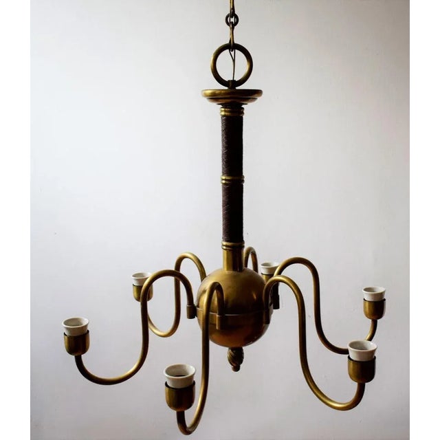 6-armed ceiling lamp in the style of Viennese modernity. Design Hugo Gorge. Execution Eduard Schmelz. Length with chain...