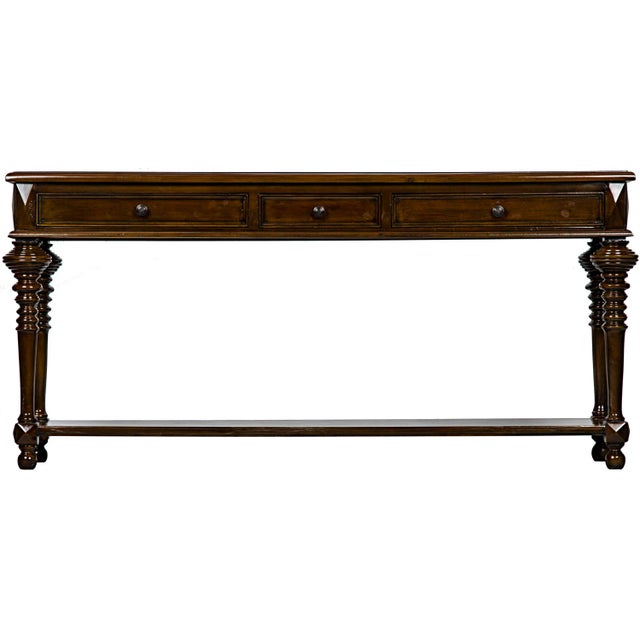 Noir NOIR Colonial Sofa Table, Distressed Brown For Sale - Image 4 of 4