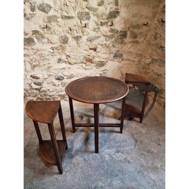 Vintage Oak Nesting Table Set, France, 1960s, Set of 3 For Sale - Image 13 of 18