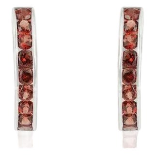 Deep Red Garnet Birthstone Earrings in Sterling Silver for Mom's Gift- 2 Pieces For Sale