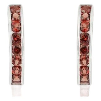 Deep Red Garnet Birthstone Earrings in Sterling Silver for Mom's Gift- 2 Pieces For Sale