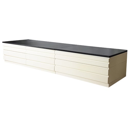 White Wood and Black Skai Samarcanda Chests of Drawers by Vico Magistretti for Poggi, 1970s, Set of 2 For Sale