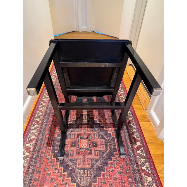 1980s 1980s Set of 4 Postmodern Black Wood and Leather Strap Dining Chairs For Sale - Image 5 of 12