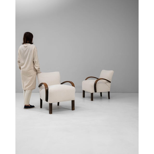 1950s Czech Cocktail Upholstered Armchairs H-237 By J. Halabala - A Pair For Sale - Image 17 of 18