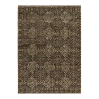 Rug & Kilim’s Spanish Classic Style Rug in Beige-Brown, Black Geometric Patterns For Sale