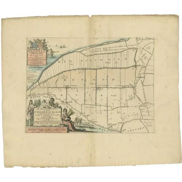 Early 18th Century Antique Map of the Bildt Township Friesland by Halma, 1718 For Sale - Image 5 of 5