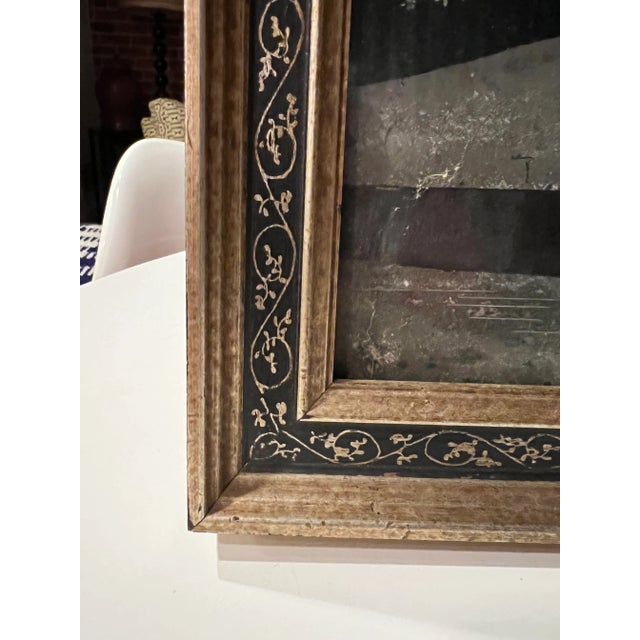 Platinum 18th Century Chinese Reverse Figurative Landscape Panting on Glass, Framed For Sale - Image 8 of 11