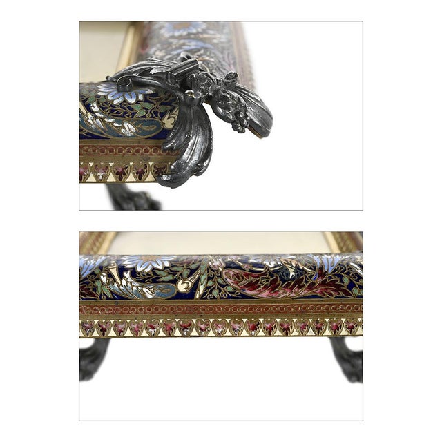 Enamel and Silvered Bronze Tray For Sale - Image 6 of 9