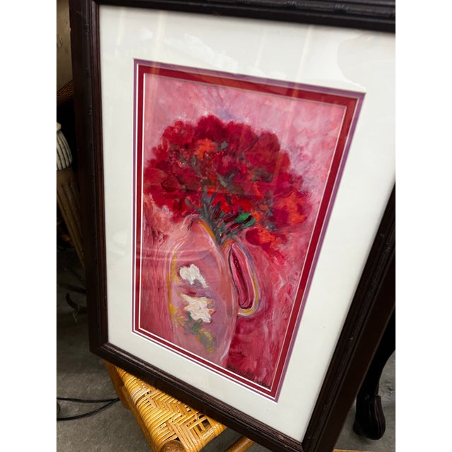 Up for your consideration is a beautiful vintage pink and red floral framed print. This would look lovely in your home and...
