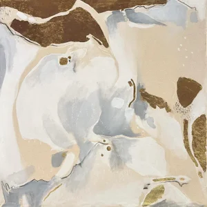 Abstract Gold Leaf Painting on Natural Canvas by Kate Tortland