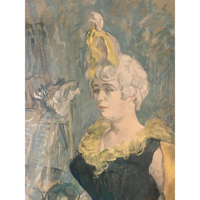 Art Nouveau Mid-Century Oil Painting Inspired by "The Clowness Cha-U-Kao", Unesco TravelIng Print Exhibition For Sale - Image 3 of 9