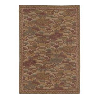 Vintage European Flatweave With Cloud Bands in Earth Tones - Rug & Kilim For Sale