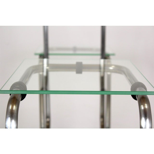 Large Bauhaus Functionalist Plant Stand in Chromed Steel and Glass, Former Czechoslovakia, 1930s For Sale - Image 11 of 13