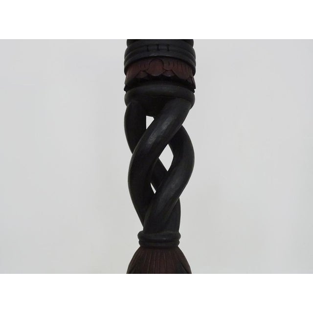 Wood Small Carved Twisted Engraved Wooden Side Table, 1960s-1970s For Sale - Image 7 of 9