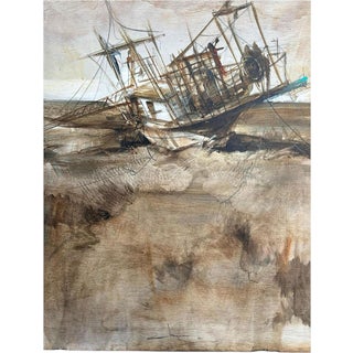 Abraham Pinto, Low Tide, Oil on Panel For Sale