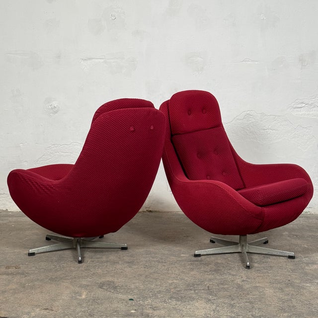Metal Vintage Burgundy Swivel Chair from Up Závody, 1960s For Sale - Image 7 of 11