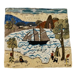 American Folk Art Rug Signed Carol Weatherman For Sale