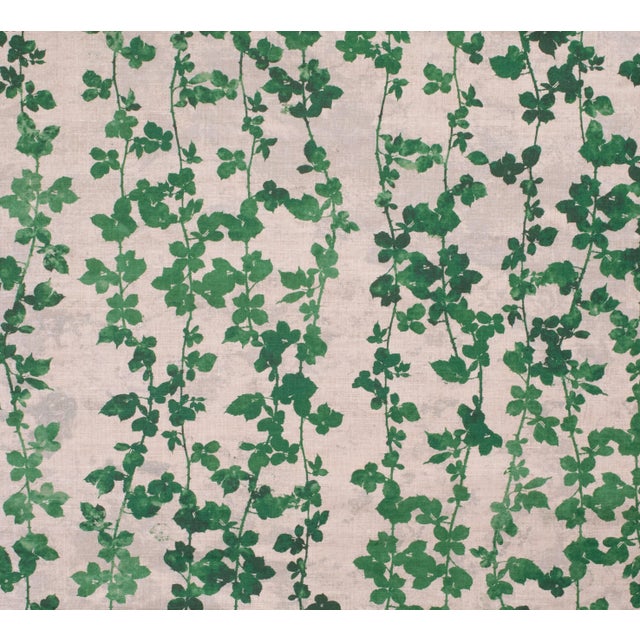 Contemporary Green Brambles Natural Linen Fabric For Sale - Image 3 of 3