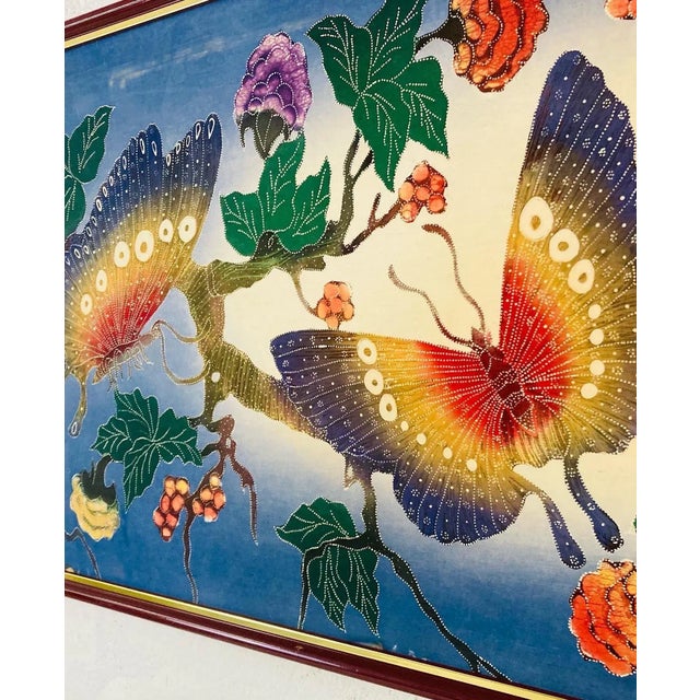 Textile Hand Painted Textile, Framed For Sale - Image 7 of 11